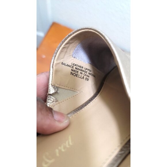 Violet & Red Womens Metallic Gold Leather Slides - Size 8 - Picture 7 of 7